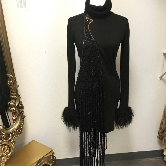 Peacock faux fur dress Like New - Picture 3 of 7